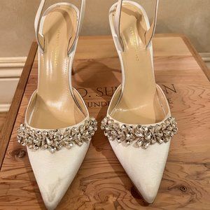 Jennifer Chamandi Vittorio 105mm jewel-trimmed satin pumps